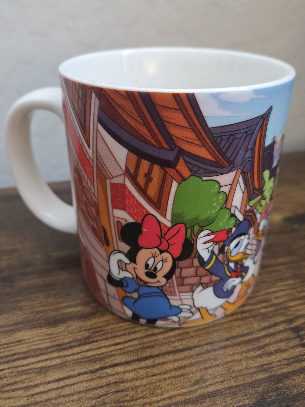 Disney Ceramic Mug with Minnie Mouse & Donald Duck - Red, Blue, White, Green